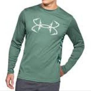 Under Armour Fish Tech Camo Green Top Long Sleeves Size Medium